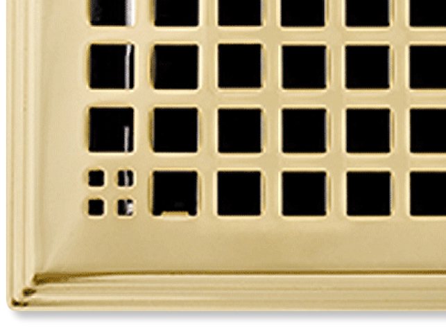 craftsman air vent in polished brass closeup