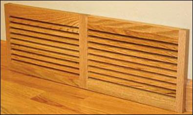 baseboard air vent in wood